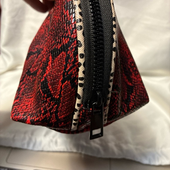 Nicole Miller Red Snake Pattern Cosmetic Bag - Picture 5 of 11